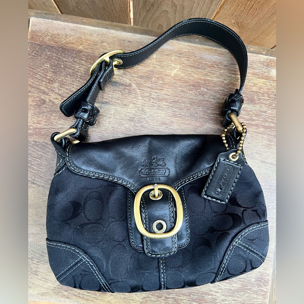 Coach Bleecker - Black/Black Jacquard Gold Hardware Shoulder Bag